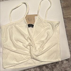 Pitaya Cream Twist-Front Crop Top